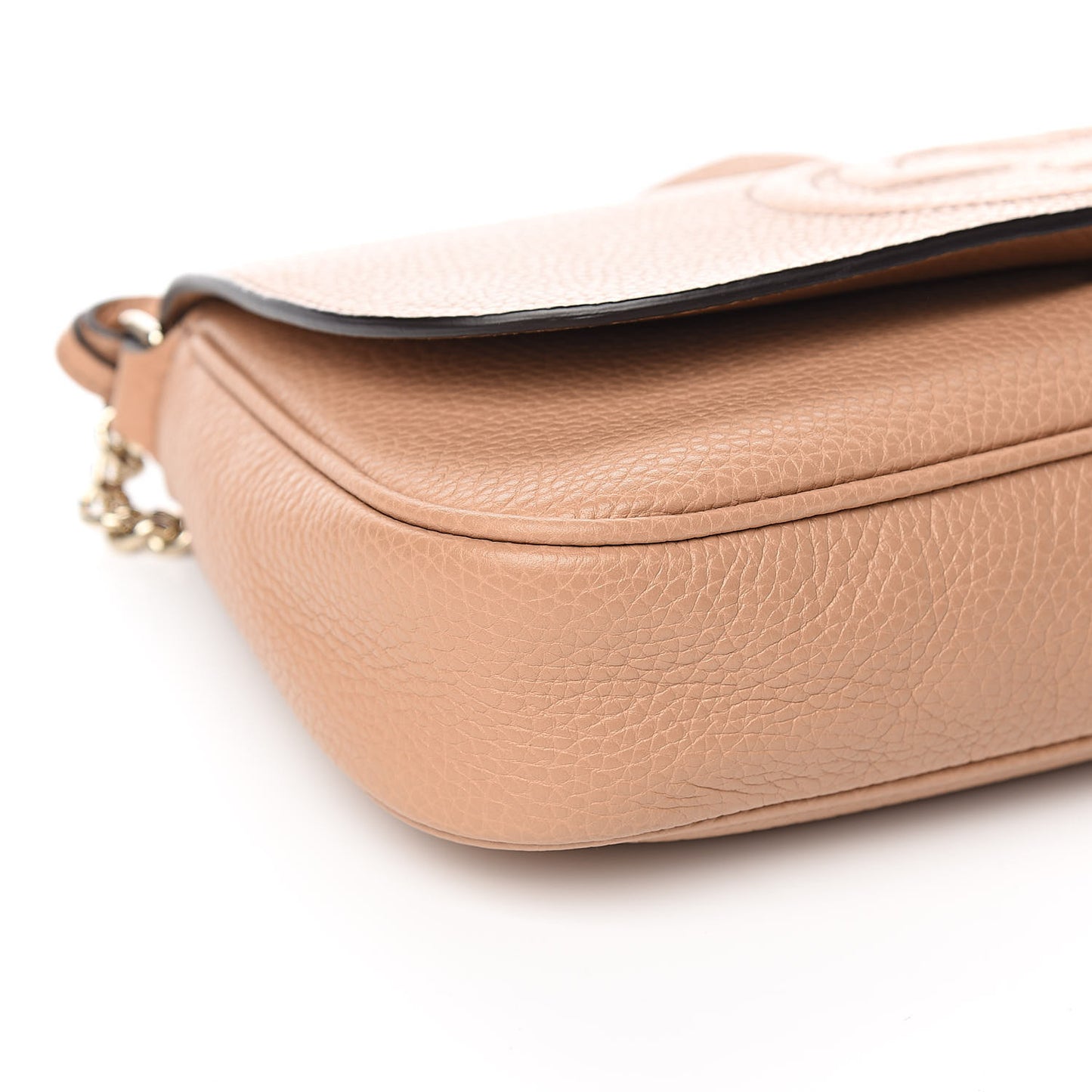 Pebbled Calfskin Medium Soho Flap Crossbody Camelia