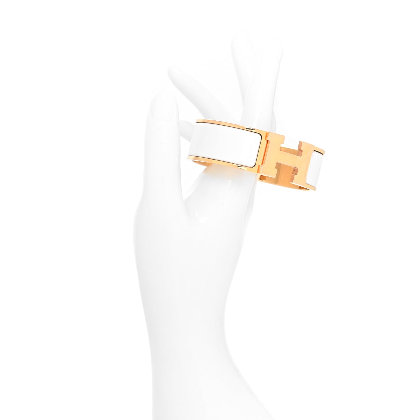 Enamel Wide Clic Clac H Bracelet GM White