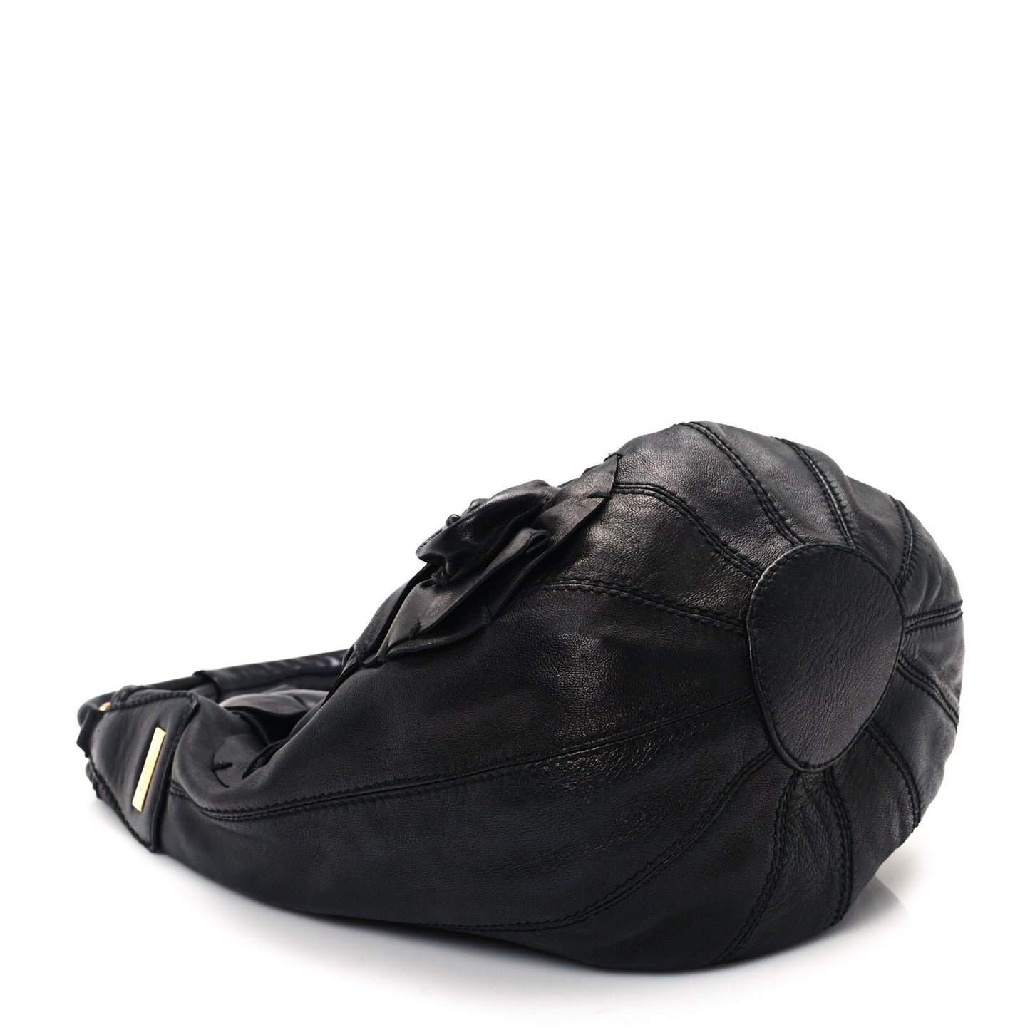 Nappa Rosette Bucket Bag Black