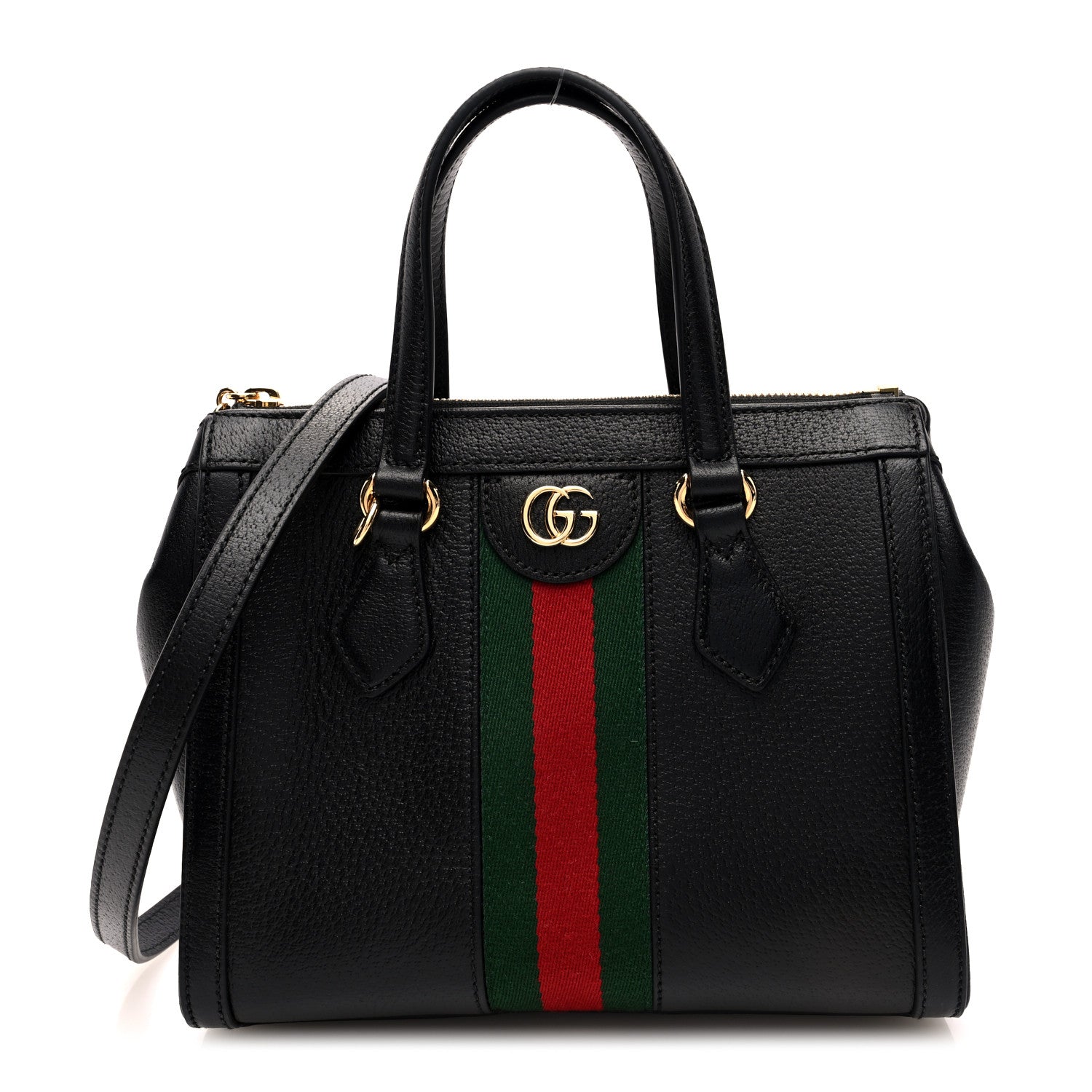 Gucci Textured Calfskin Web Small Ophidia Tote Bag Black 1 of 9