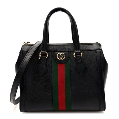 Gucci Textured Calfskin Web Small Ophidia Tote Bag Black 1 of 9