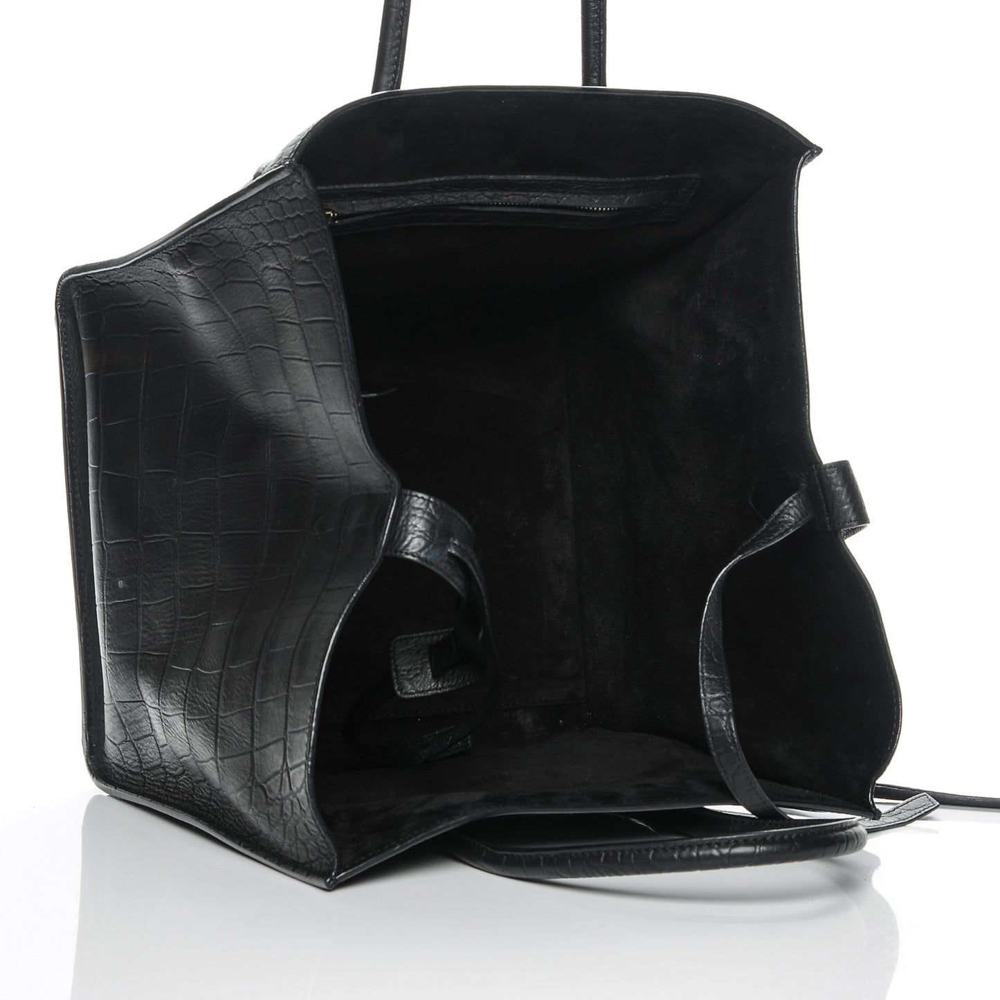 Crocodile Embossed Calfskin Medium Phantom Luggage Black