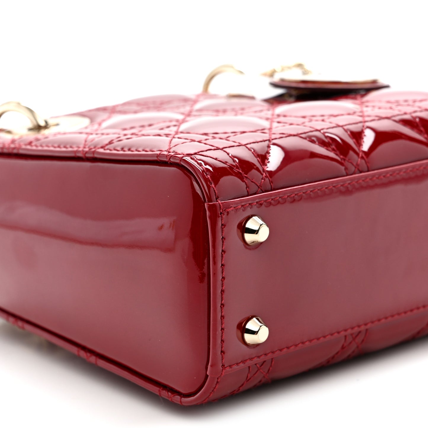 Patent Cannage Mini Lady Dior Red