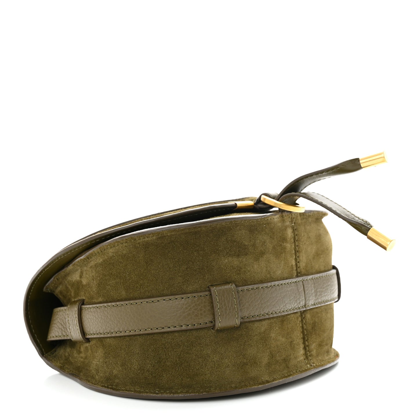 Suede Calfskin Small Marcie Saddle Bag Deep Olive