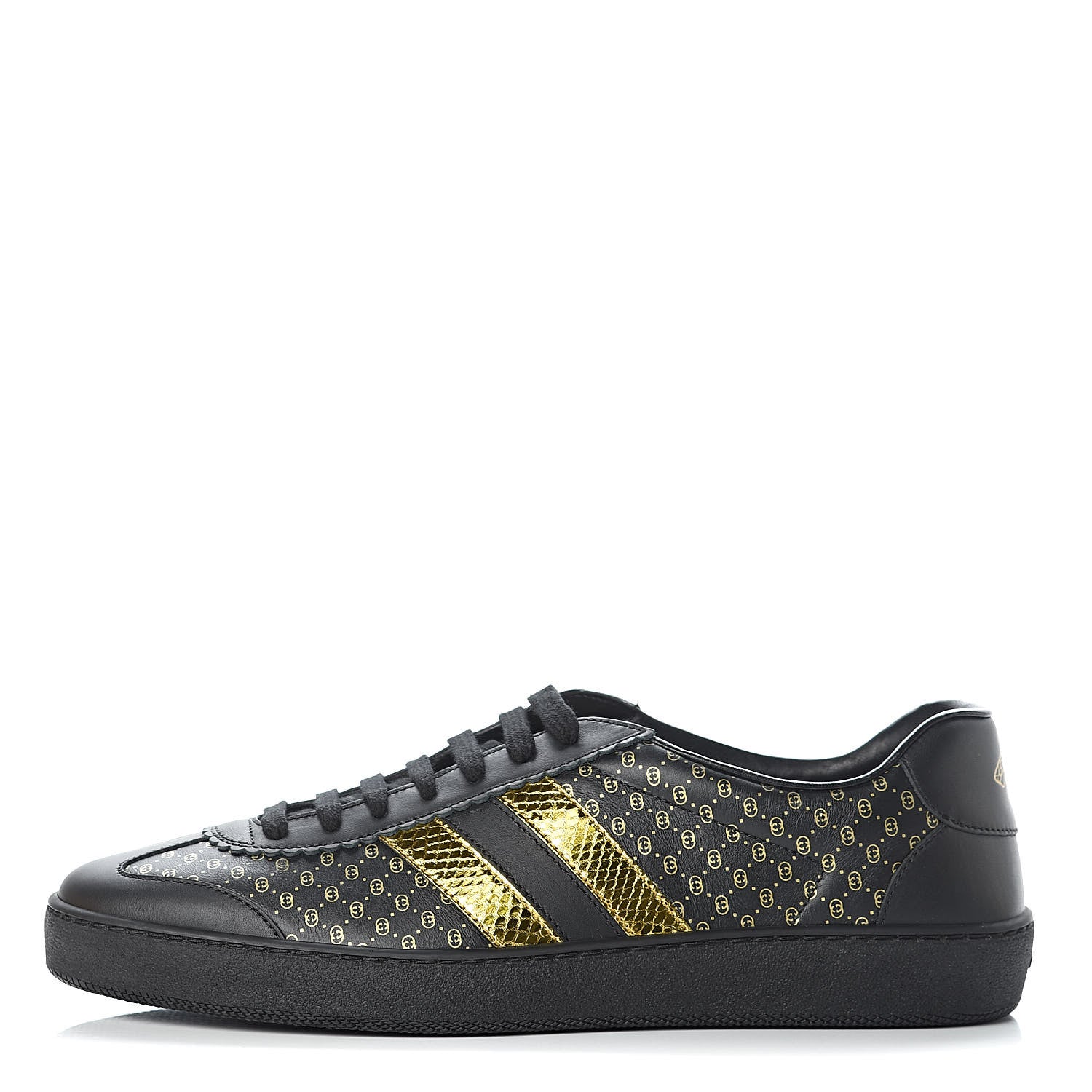 Gucci X DAPPER DAN Calfskin Laminated Ayers GG Micro Monogram Mens G74 Sneakers 9.5 Black 1 of 10