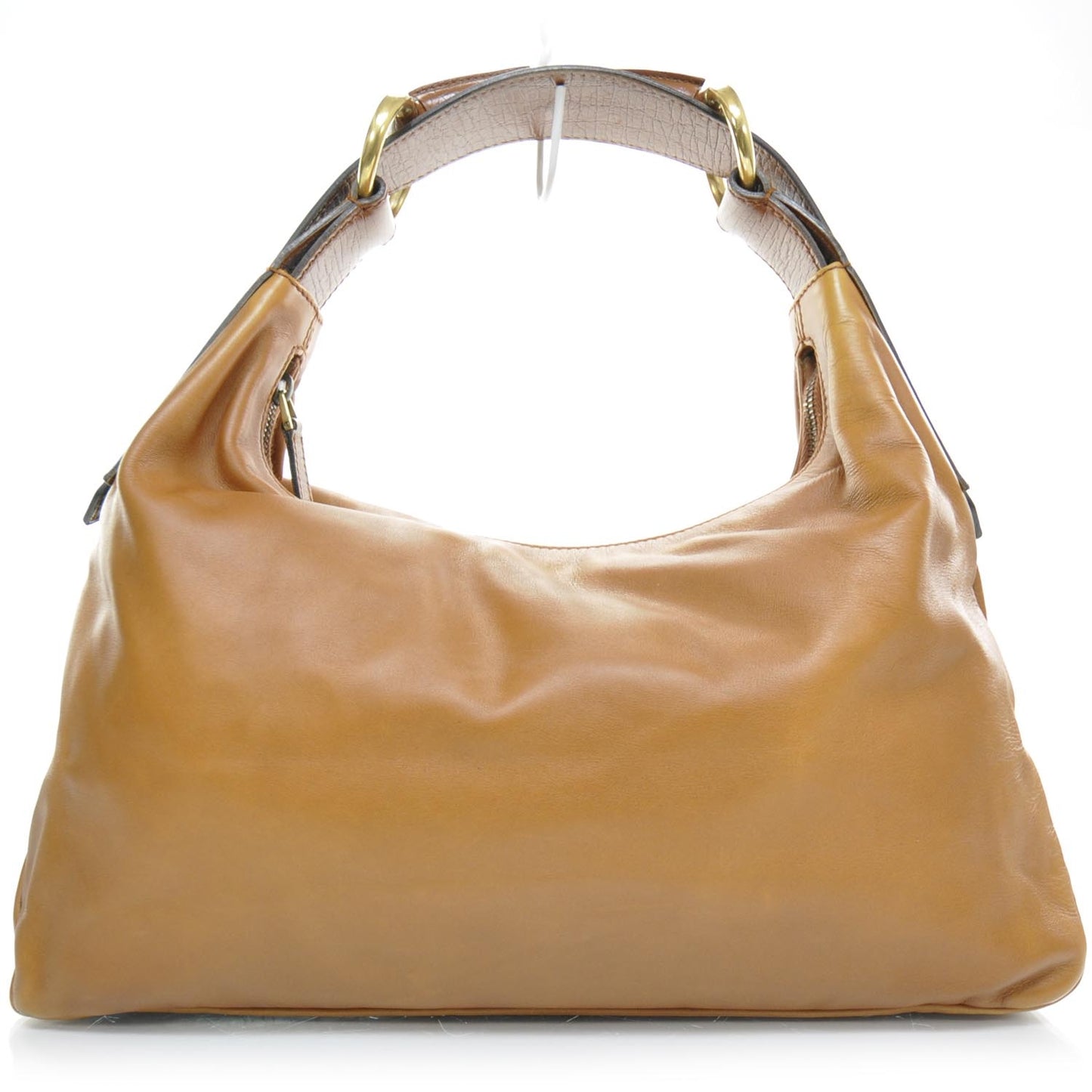 Leather Medium Horsebit Chain Hobo Tan