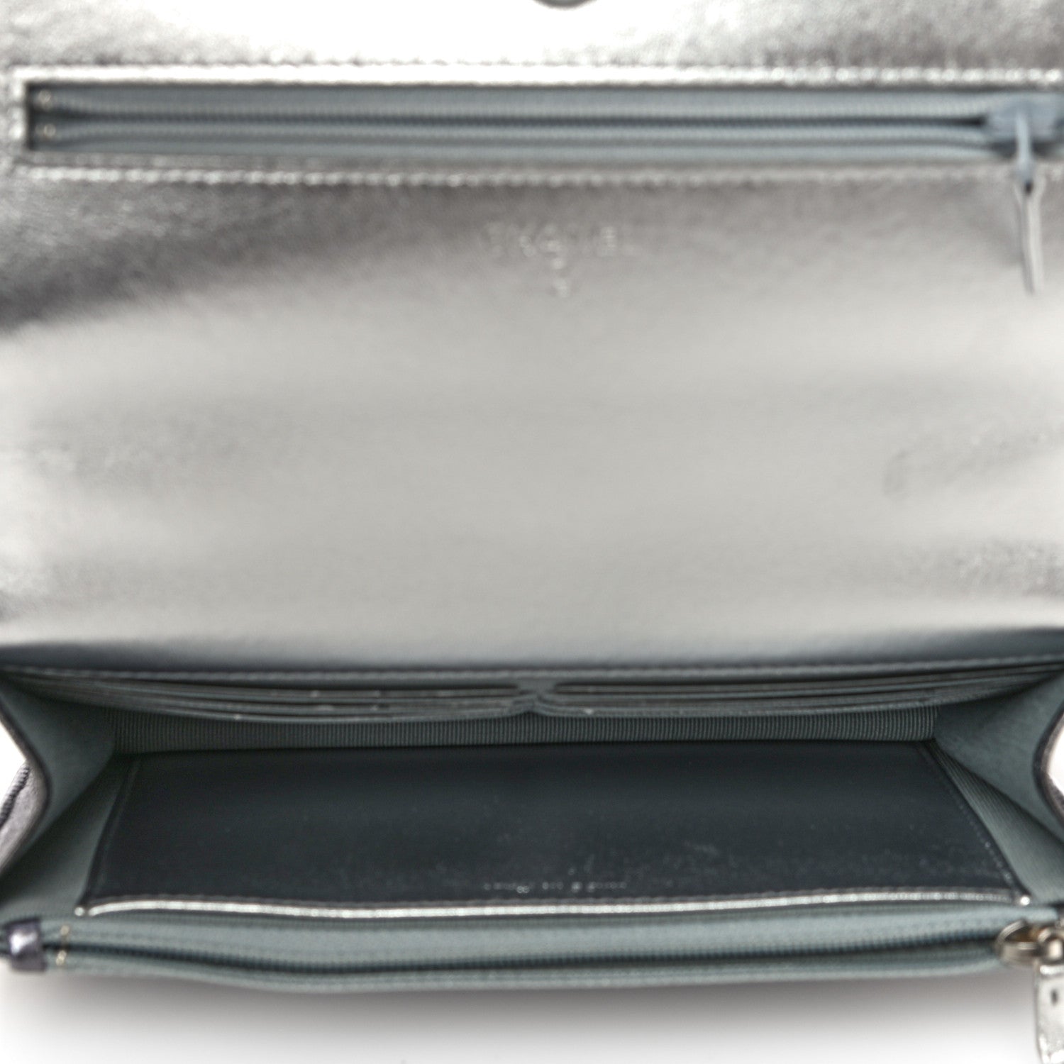 Chanel Gradient Metallic Lambskin Quilted Like A Wallet Wallet On Chain WOC Silvery Black 5 of 12
