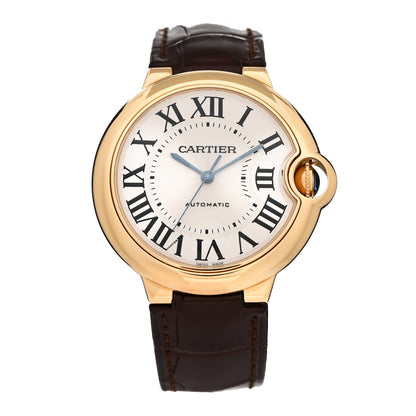 Cartier 18K Yellow Gold Alligator 36mm Ballon Bleu De Cartier Automatic Watch Brown 1 of 5