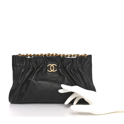 Chanel Lambskin Chain Kiss Lock Clutch Black 2 of 10