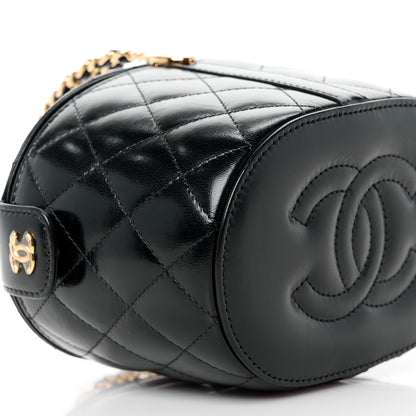 Chanel Lambskin Quilted Chain Top Handle Vanity With Chain Black 10 of 13