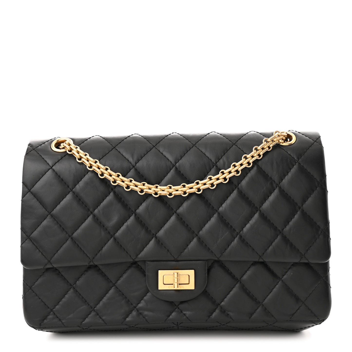 Aged Calfskin Quilted 2.55 Reissue 226 Flap Black