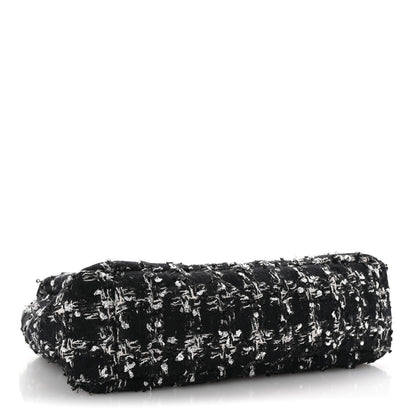 Chanel Tweed Quilted Large Chanel 19 Flap Black Silver Ecru 4 of 10