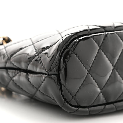 Chanel Patent Calfskin Quilted Shiny Coco Clutch With Chain Black 9 of 10