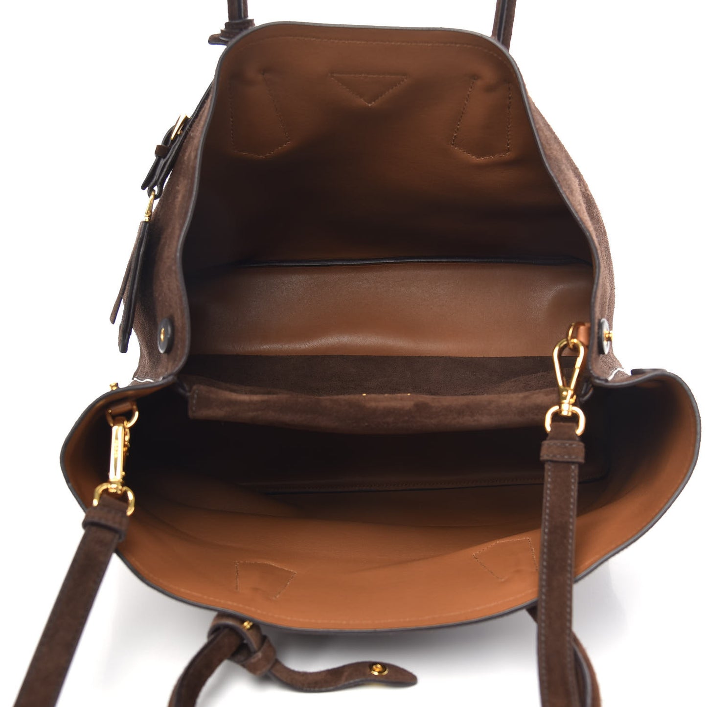 Scamosciato Suede Medium Double Bag Tote Mogano