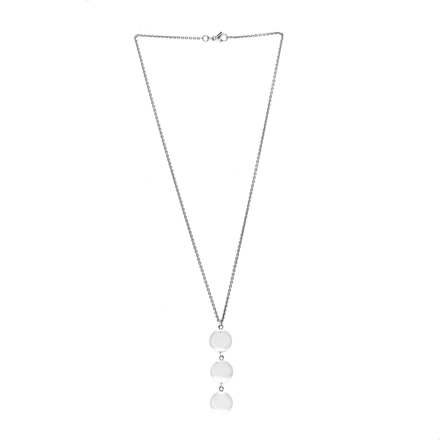 Sterling Silver Triple Disc Drop Pendant Necklace