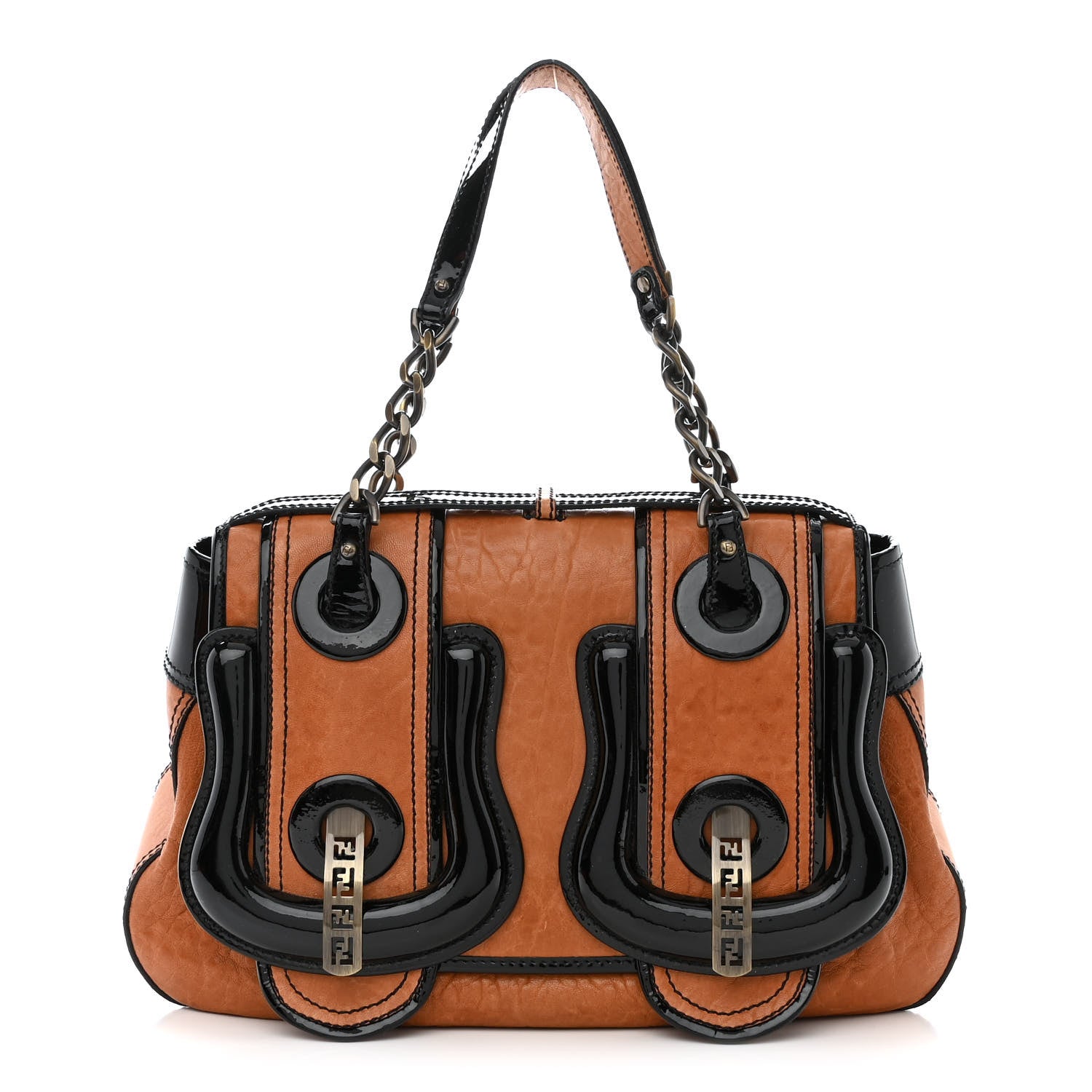 Fendi Nappa Patent B Bag Osso Black 1 of 13