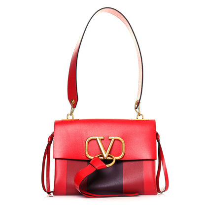 Valentino Garavani Smooth Calfskin Colorblock Medium Vring Shoulder Bag Rouge Pur 1 of 14
