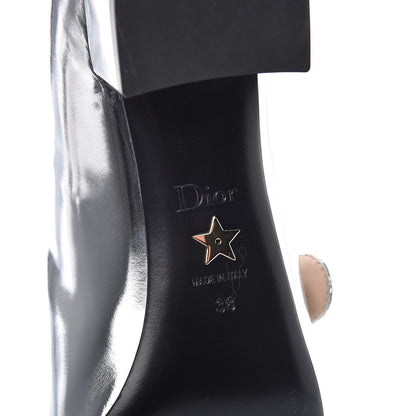Christian Dior Mirror Finish Calfskin Baby-D Ballet Pumps 38 Silver 7 of 9