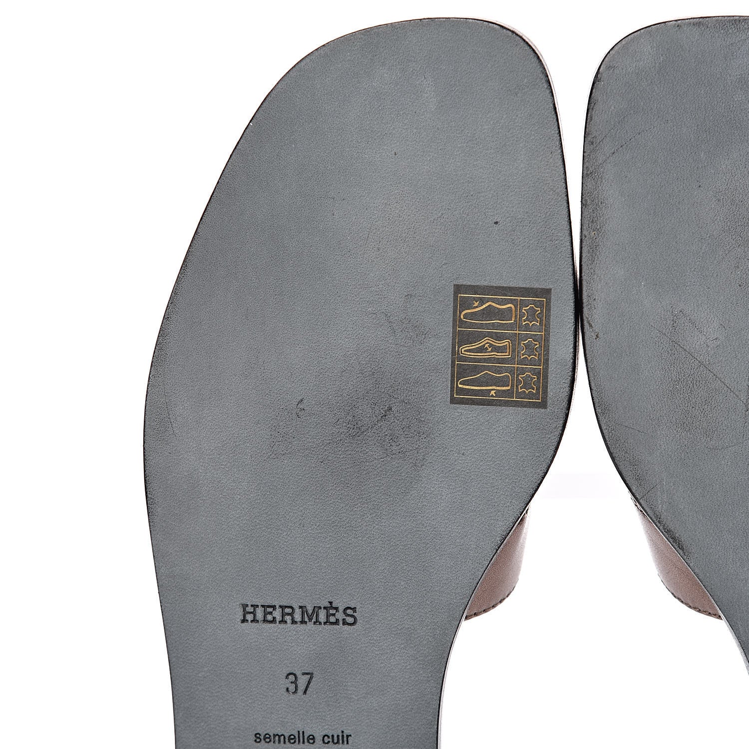 Hermes Metallic Nappa Oran Sandals 37 Or Vieilli 11 of 12