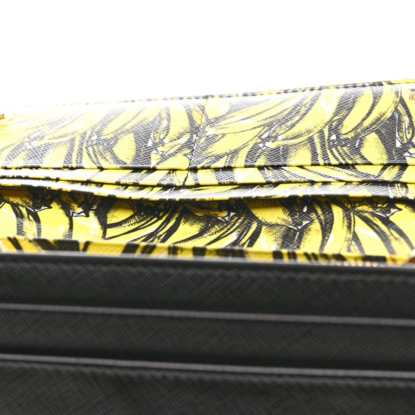 Saffiano Banane Metal Continental Flap Wallet Black