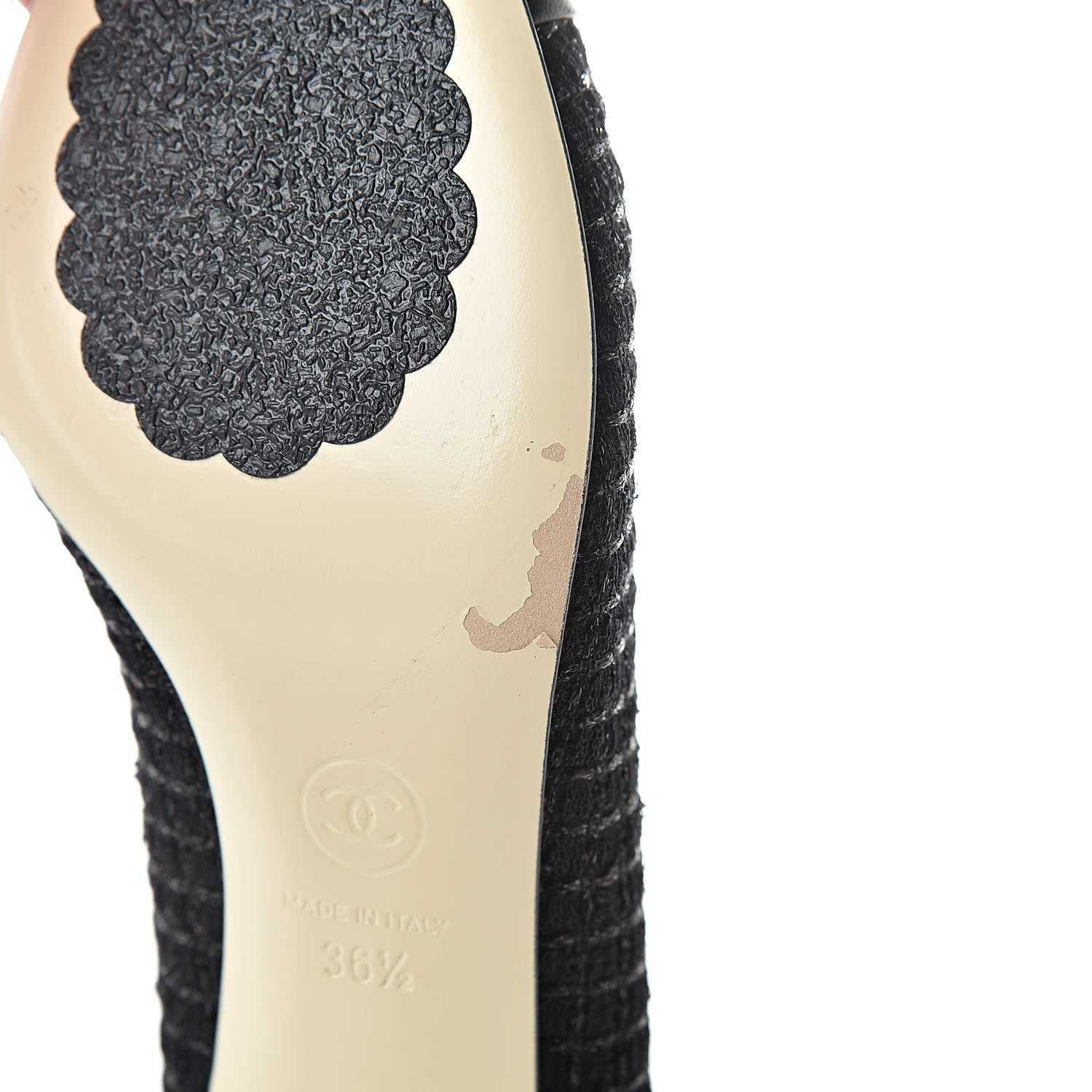 Chanel Lambskin Tweed CC Pump 36.5 Black 9 of 14