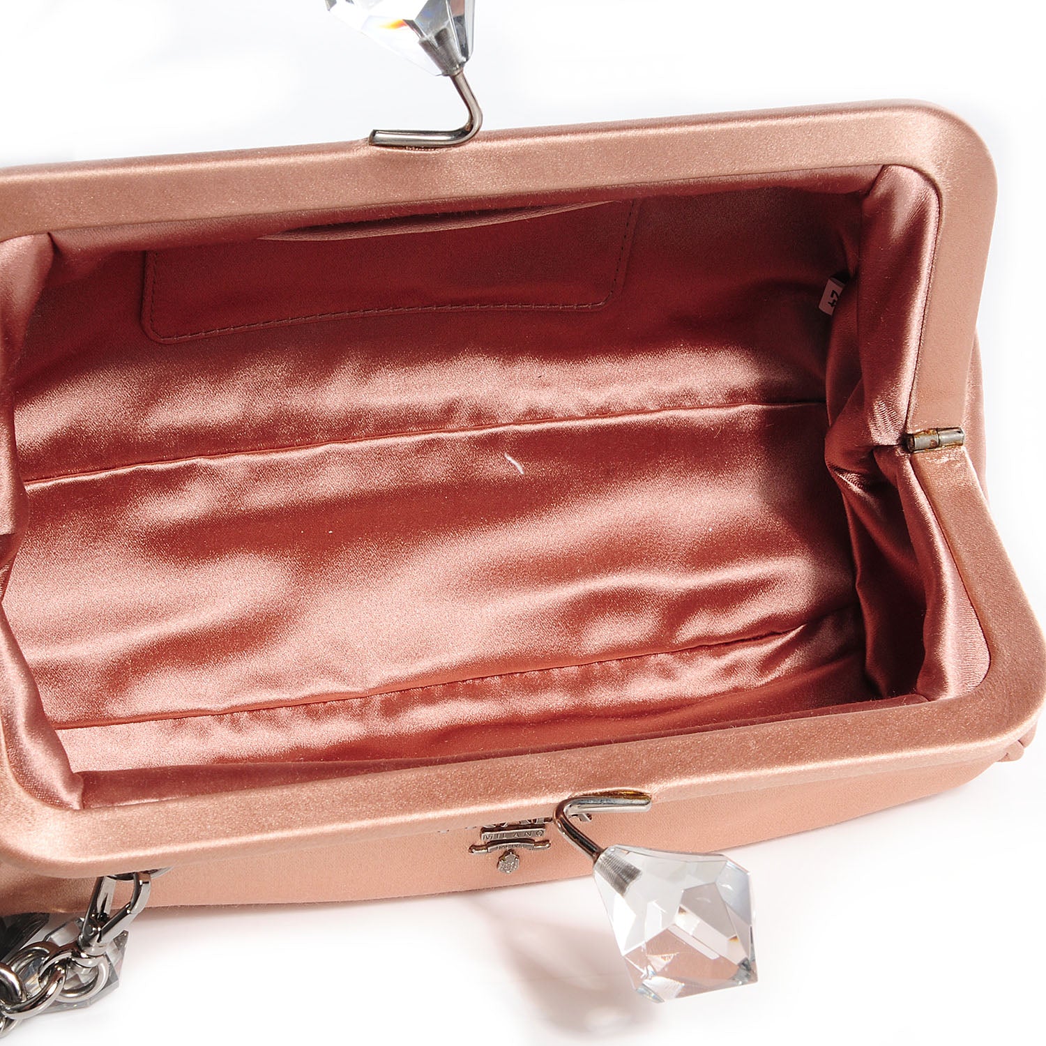 Prada Satin Crystal Kisslock Clutch Nudo 5 of 8