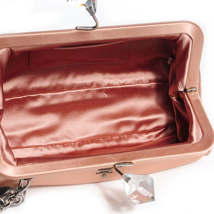Prada Satin Crystal Kisslock Clutch Nudo 5 of 8