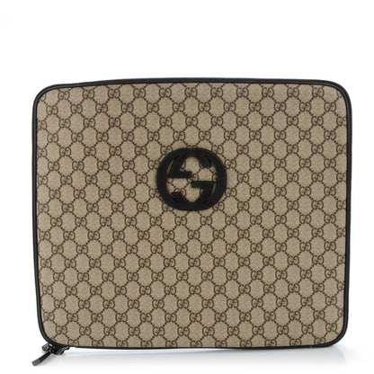 Gucci GG Plus Monogram Medium Interlocking G Laptop Case Dark Brown 1 of 8