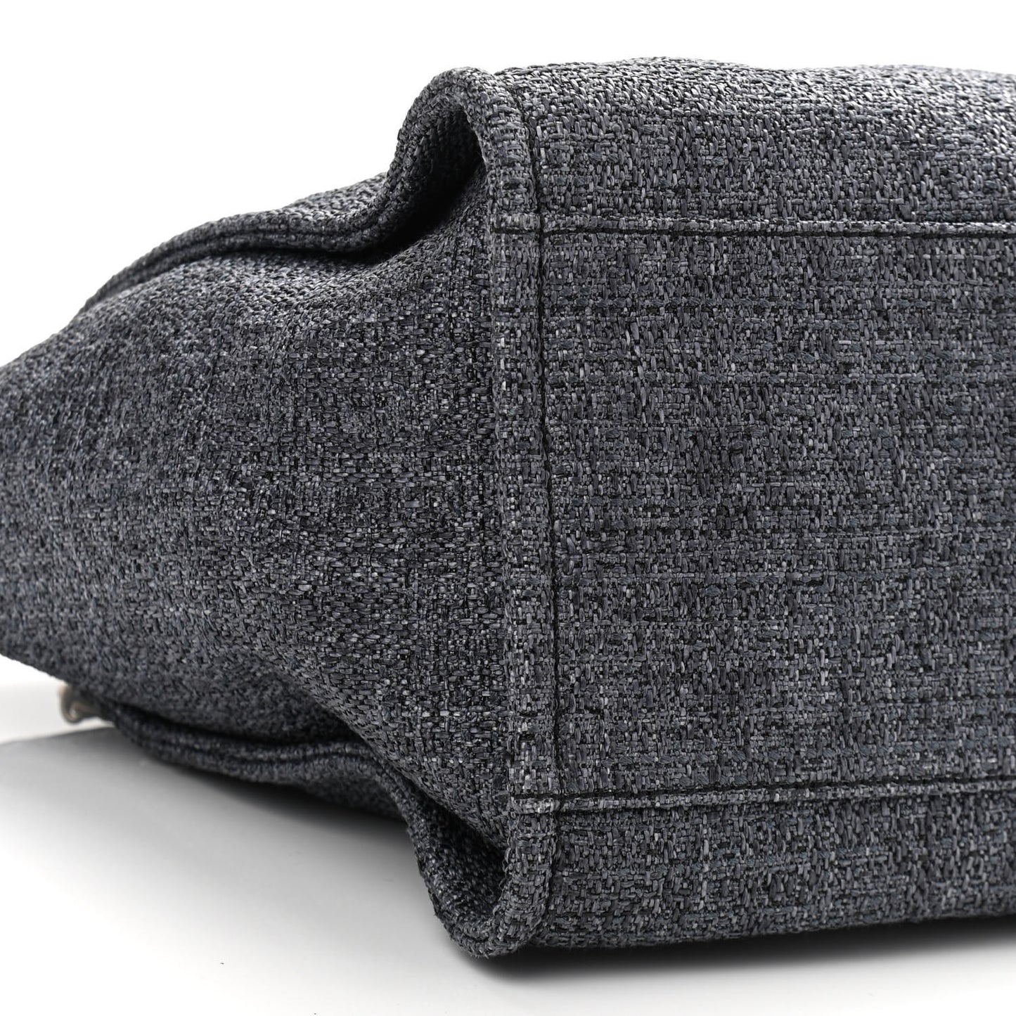 Woven Straw Raffia Medium Deauville Tote Grey