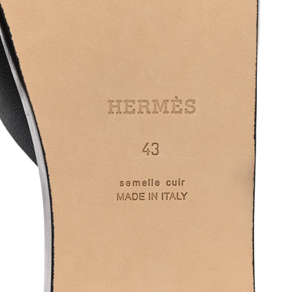 Hermes Calfskin Mens Izmir Sandals 43 Black 6 of 11