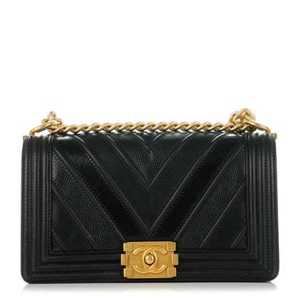 Chanel Caviar Suede Calfskin Chevron Medium Boy Flap Black 1 of 7