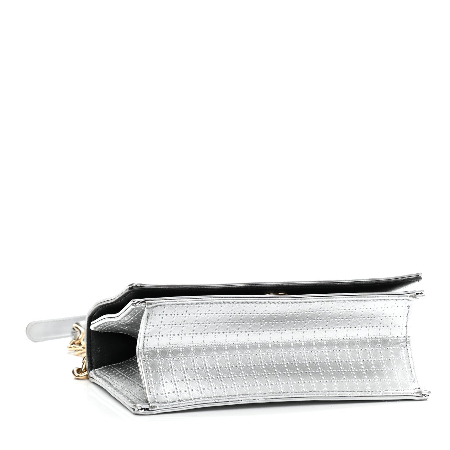 Christian Dior Metallic Patent Micro-Cannage Small Diorama Flap Bag Silver 4 of 10