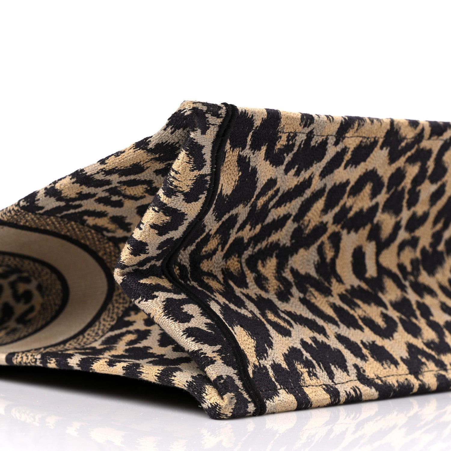 Christian Dior Canvas Mizza Embroidered Large Leopard Book Tote Beige 8 of 10