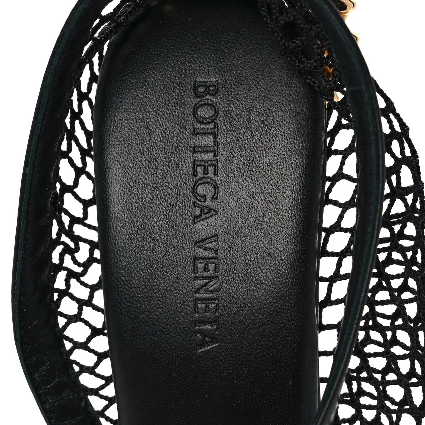 Mesh Nappa Chunky Chain Sandals 36 Black