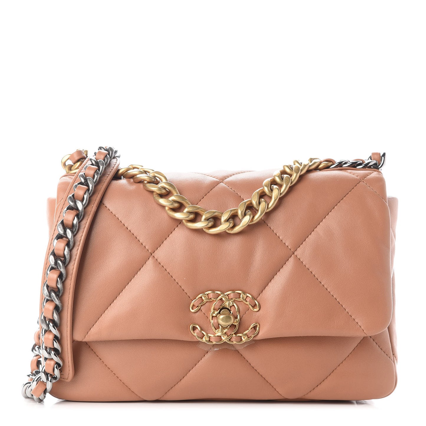 Lambskin Quilted Medium Chanel 19 Flap Brown