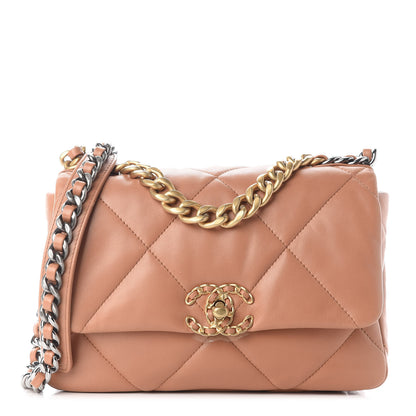 Chanel Lambskin Quilted Medium Chanel 19 Flap Brown 1 of 9