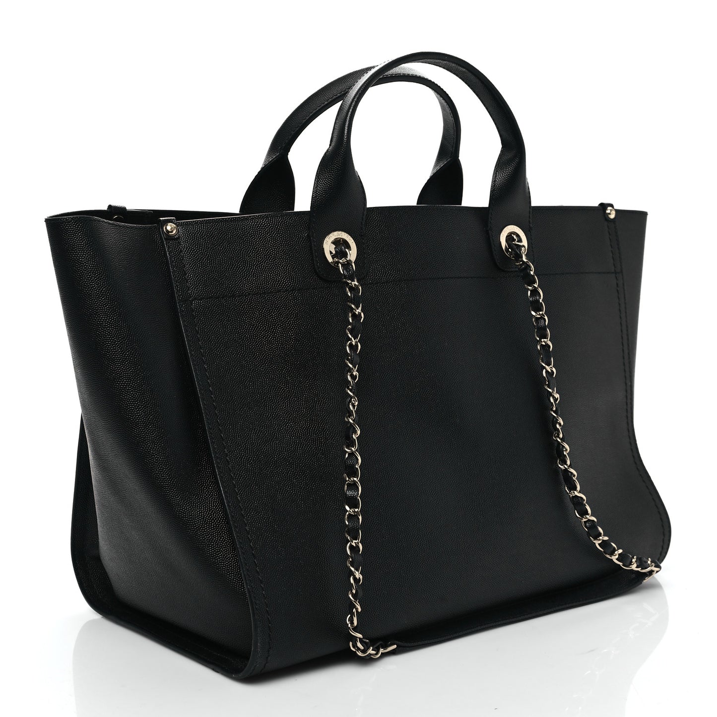 Caviar Large Studded Deauville Tote Black