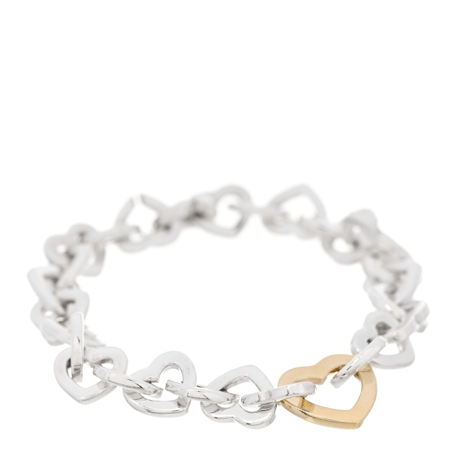 Tiffany Sterling Silver 18K Yellow Gold Heart Links Bracelet 1 of 6