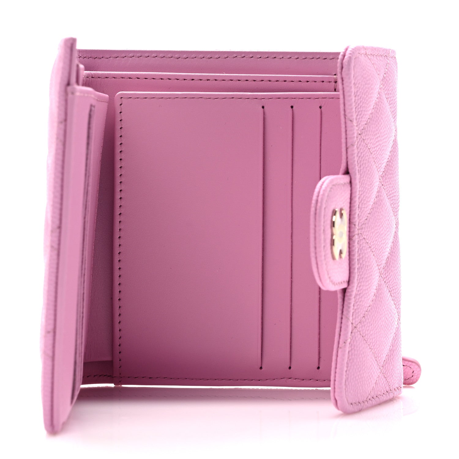 Chanel Caviar Quilted Compact Flap Wallet Pink 5 of 7