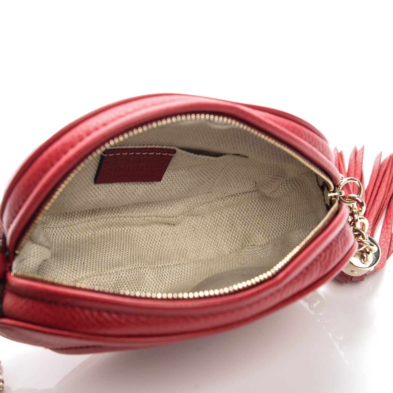 Gucci Pebbled Calfskin Mini Soho Chain Bag Tabasco Red 5 of 7