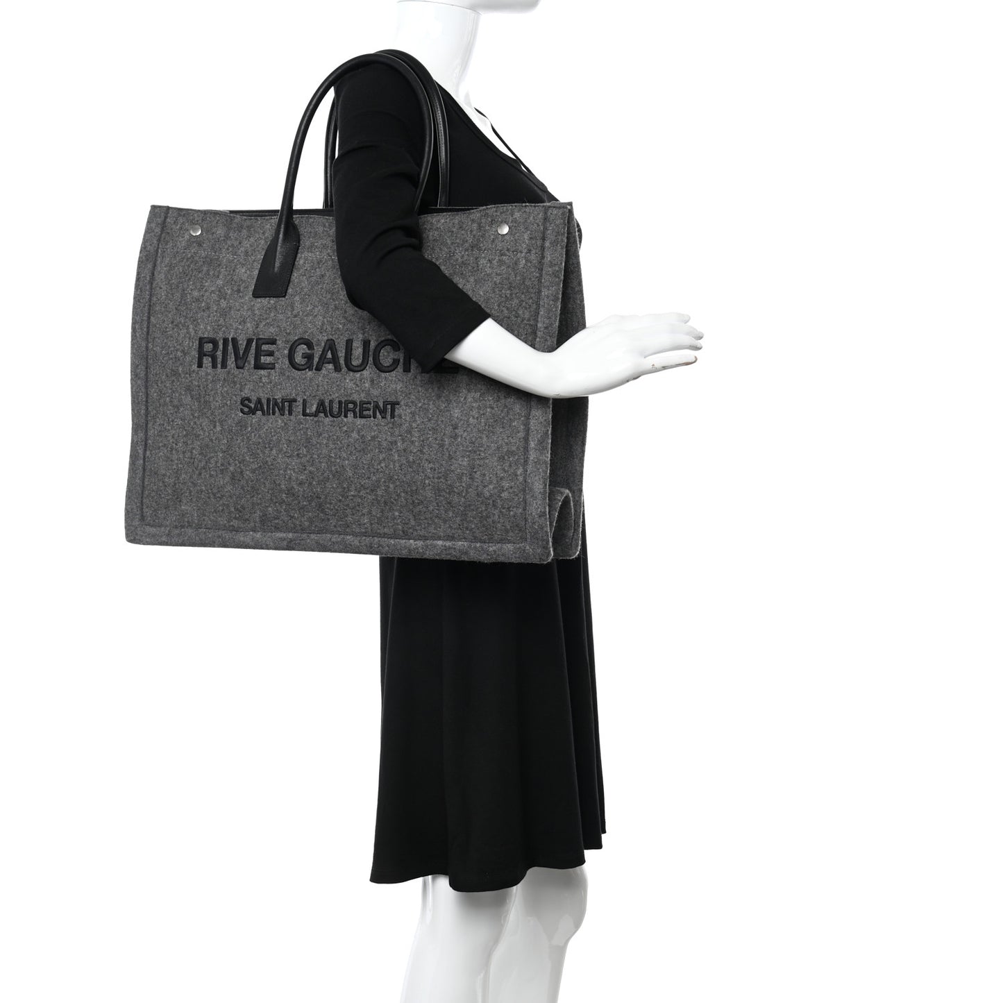Wool Calfskin Rive Gauche Tote Grey