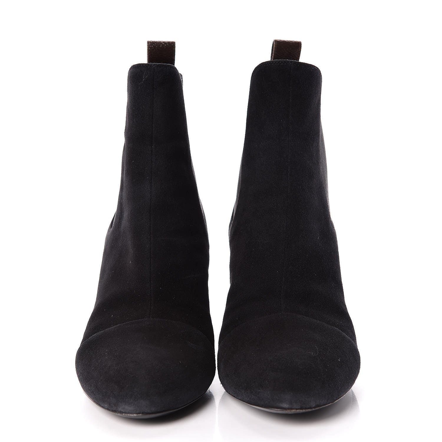 Louis Vuitton Suede Monogram Uniformes Cap Toe Chelsea 80mm Ankle Boots 39 Black 2 of 10