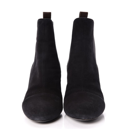 Louis Vuitton Suede Monogram Uniformes Cap Toe Chelsea 80mm Ankle Boots 39 Black 2 of 10