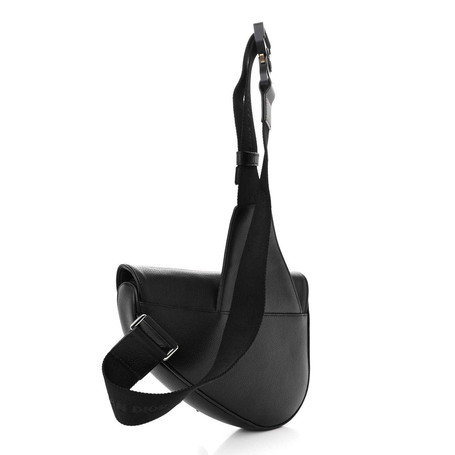 Christian Dior Grained Calfskin Mens Saddle Bag Black 3 of 10