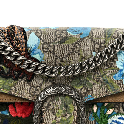 Gucci GG Supreme Monogram Blooms Print Embroidered Small Dionysus Shoulder Bag Blue Taupe 8 of 10