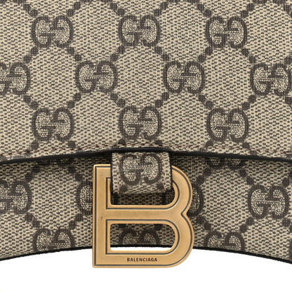 Balenciaga X GUCCI GG Supreme Monogram Small Hourglass Top Handle Bag Beige Ebony 8 of 11