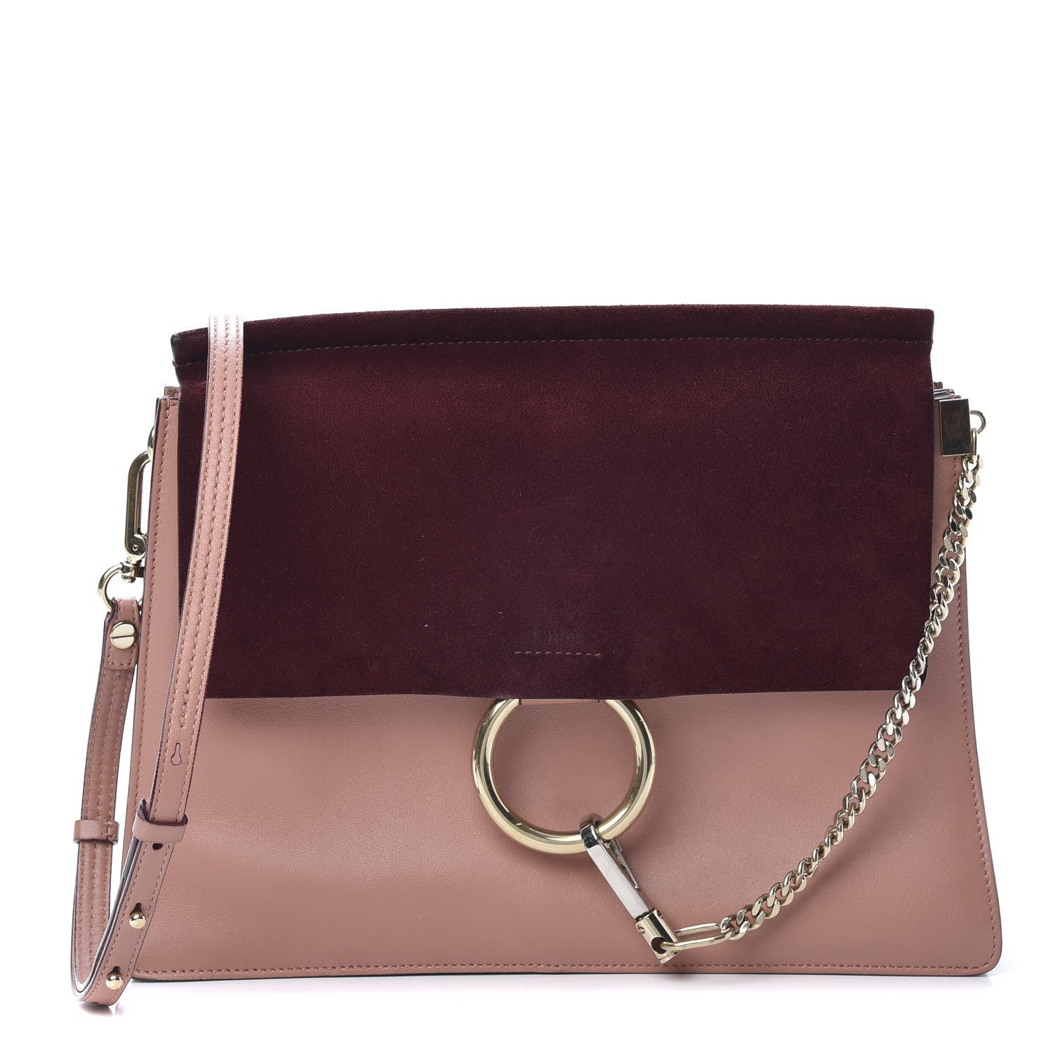 Chloe Calfskin Suede Medium Faye Shoulder Bag Misty Rose Dark Purple 1 of 13