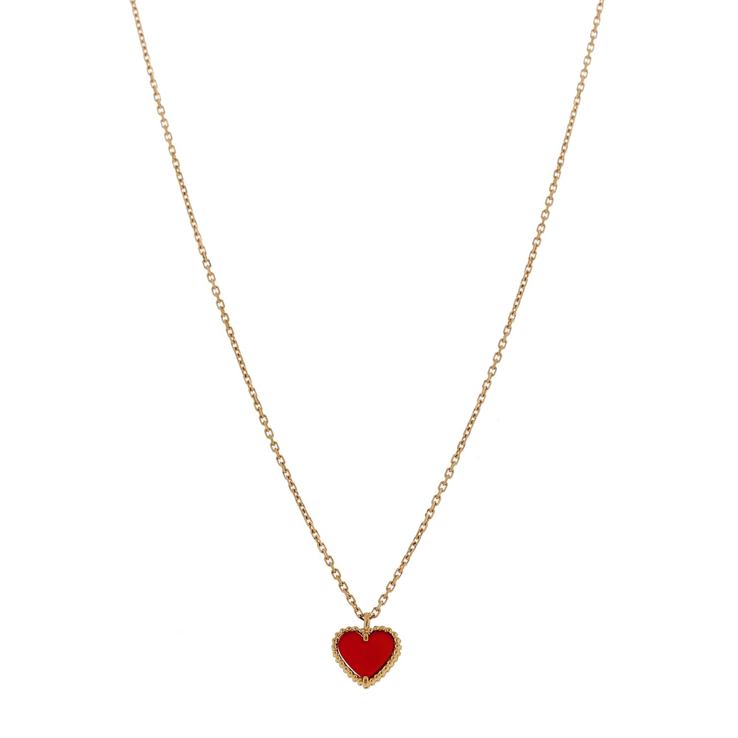 18k Rose Gold Carnelian Sweet Alhambra Heart Pendant Necklace