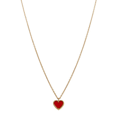Van Cleef & Arpels 18k Rose Gold Carnelian Sweet Alhambra Heart Pendant Necklace 1 of 7