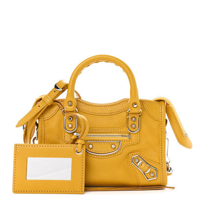 Balenciaga Chevre Silver Metallic Edge Hardware Nano City Jaune Epi 1 of 13